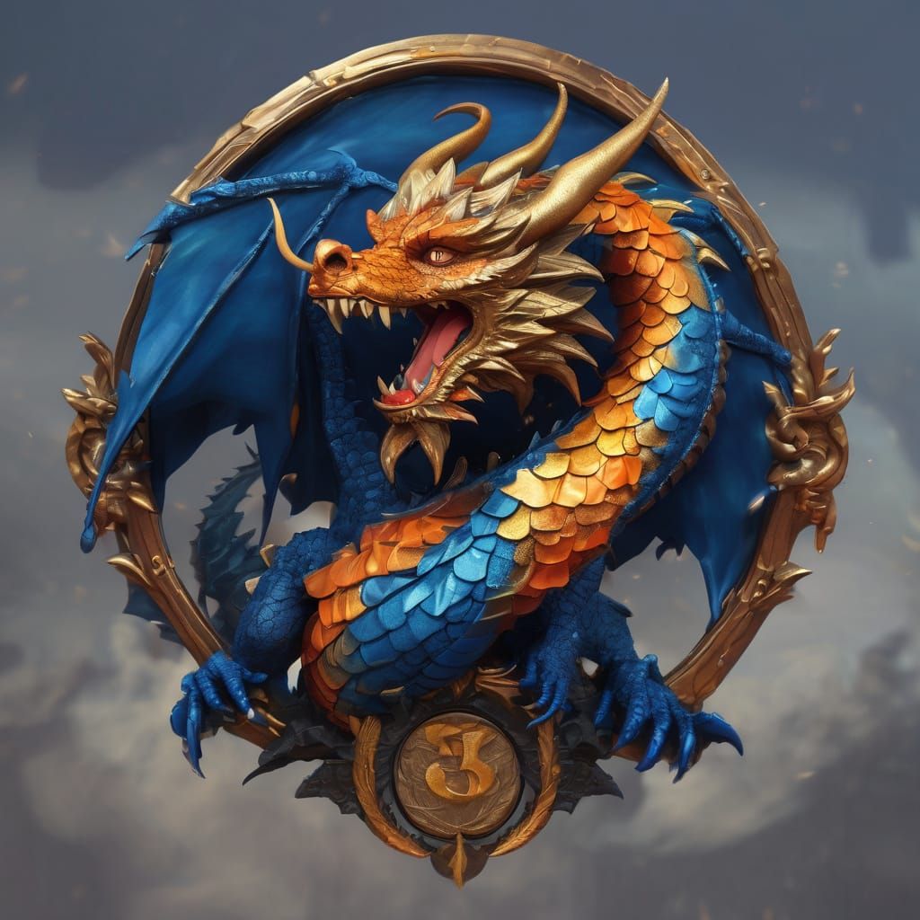 Dragon on Babinski Family Crest in Oil Painting Style