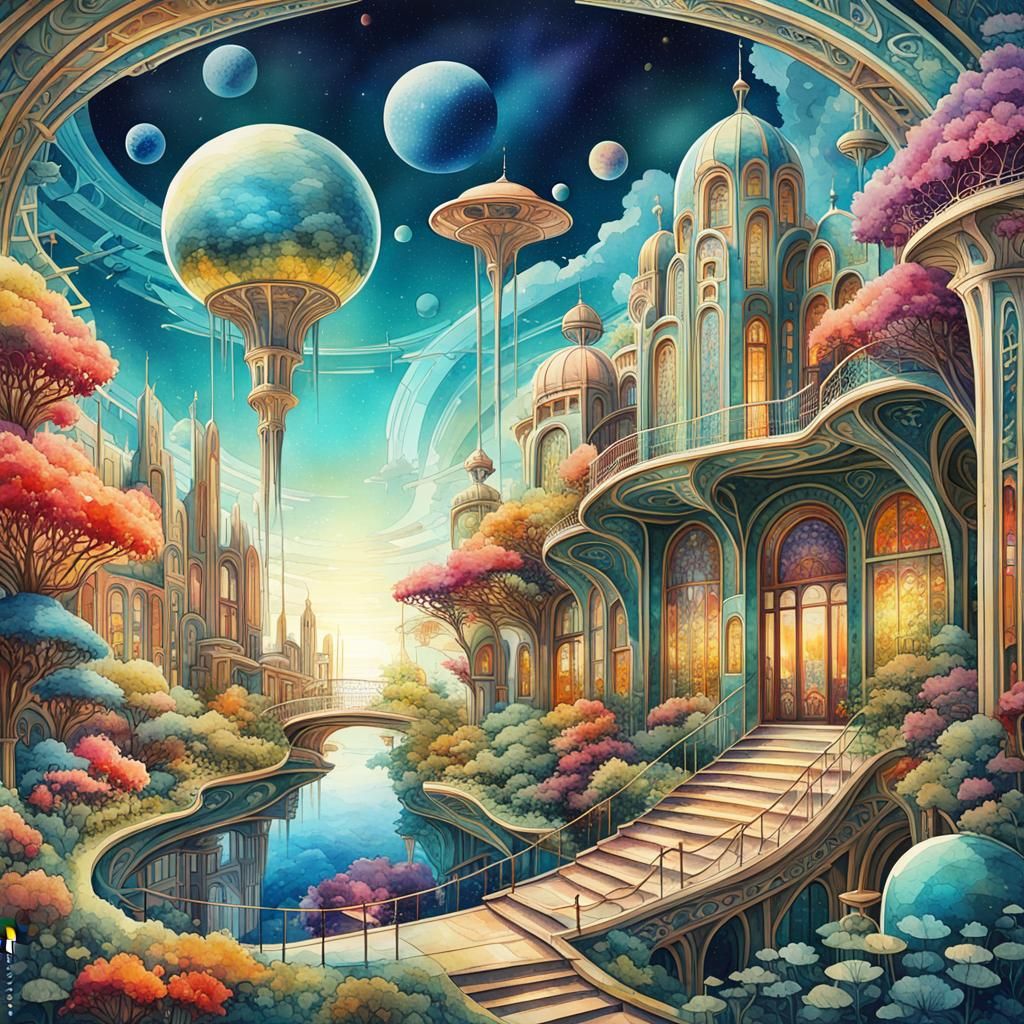 Fantasy Retro futuristic Landschape
