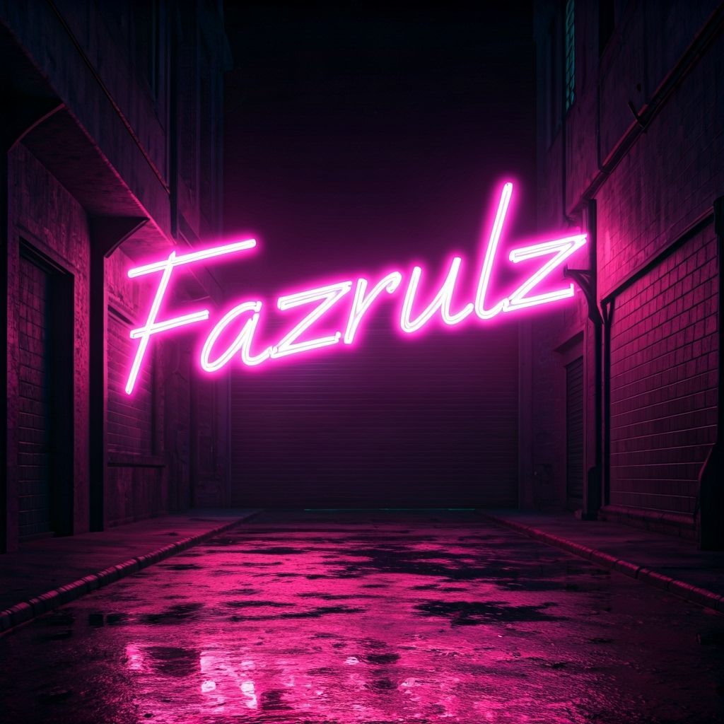 Neon Fazrulz Sign in Synthwave Alley