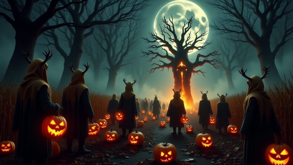 Hollowed Folk Procession to Burning Effigy