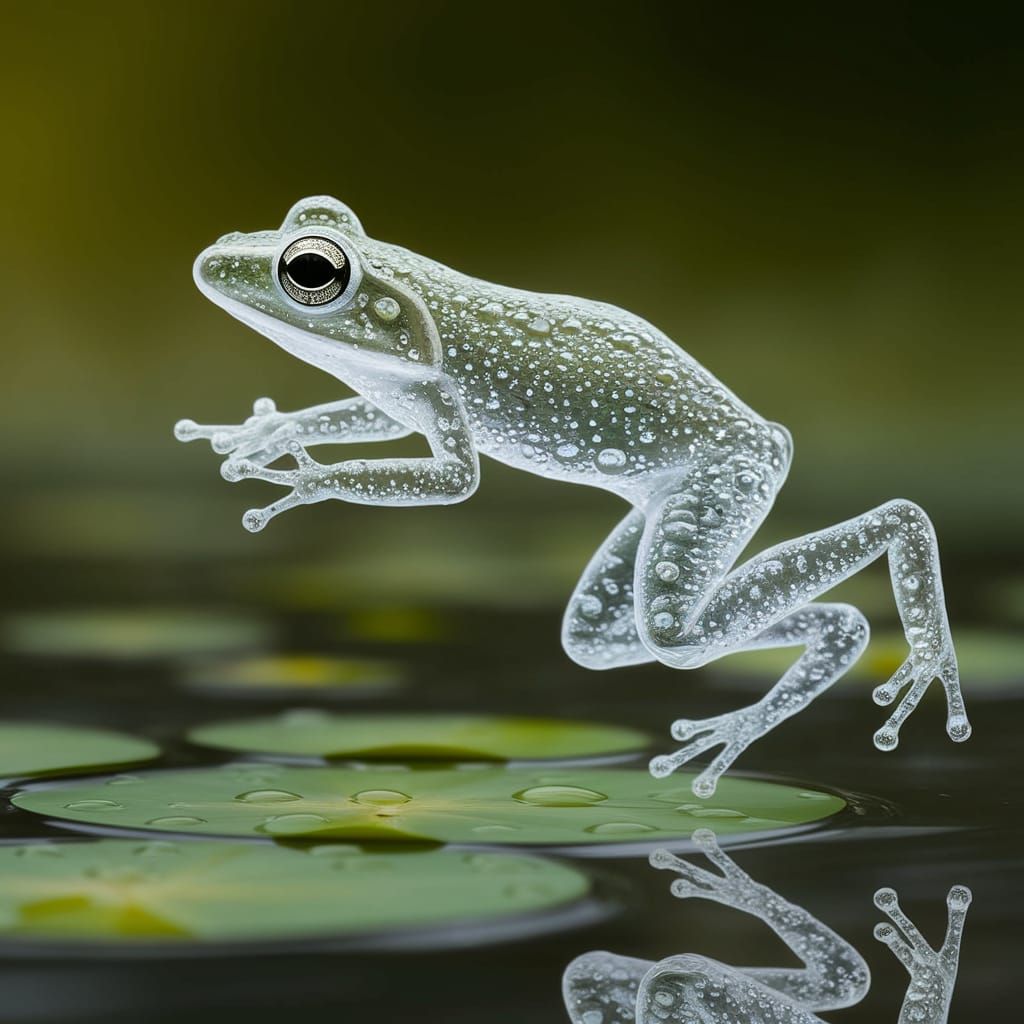 Water Frog in Ripples Close-up