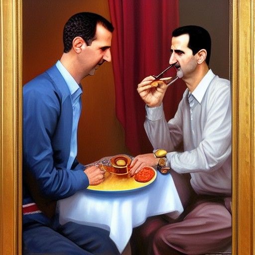 Garfield and Assad Smoking Hookah, Gurney Style