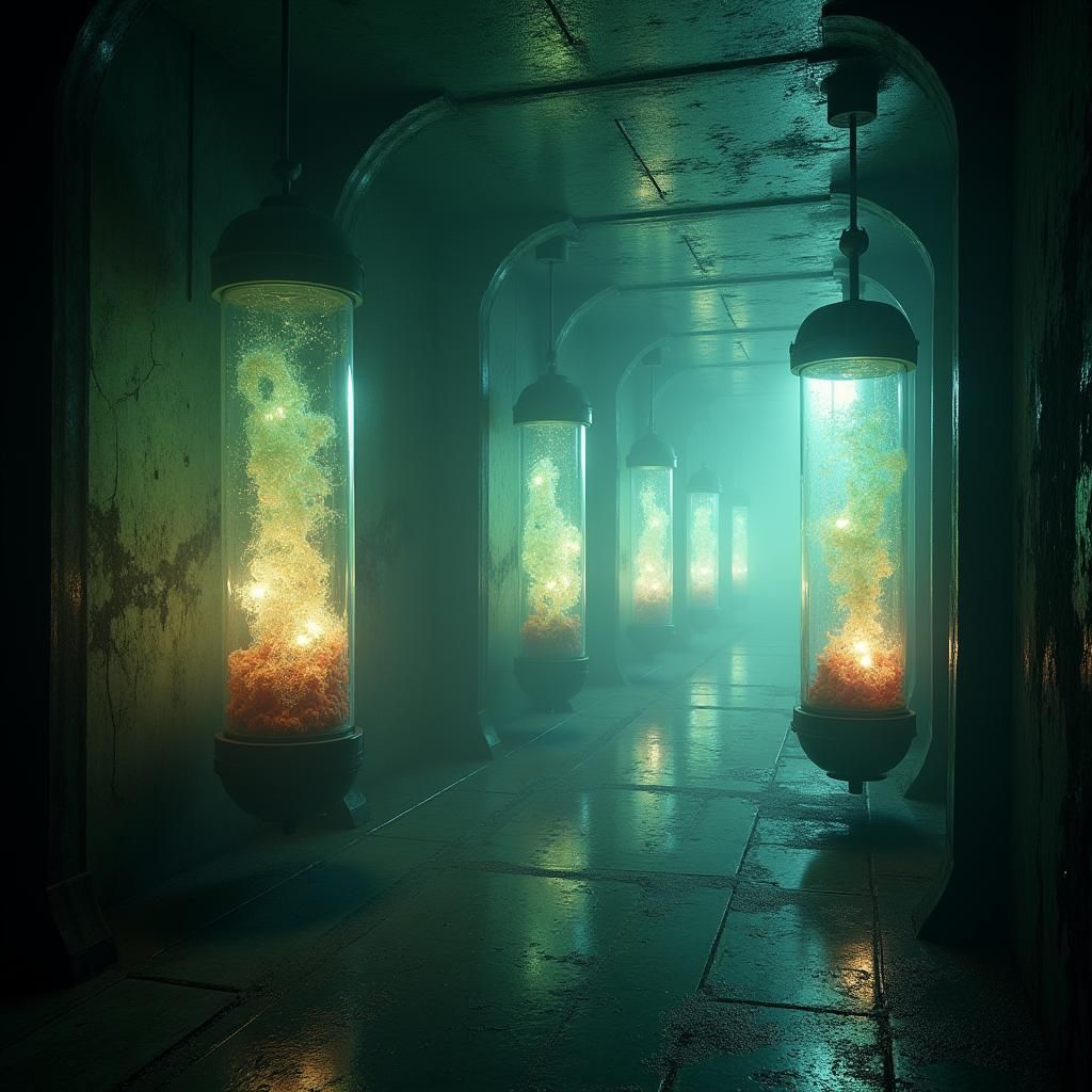 Alien Base Nightmare Hall in Dystopian Style