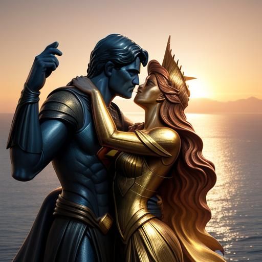 Superman's Kiss: Fantasy Art of Liberty in Sunset