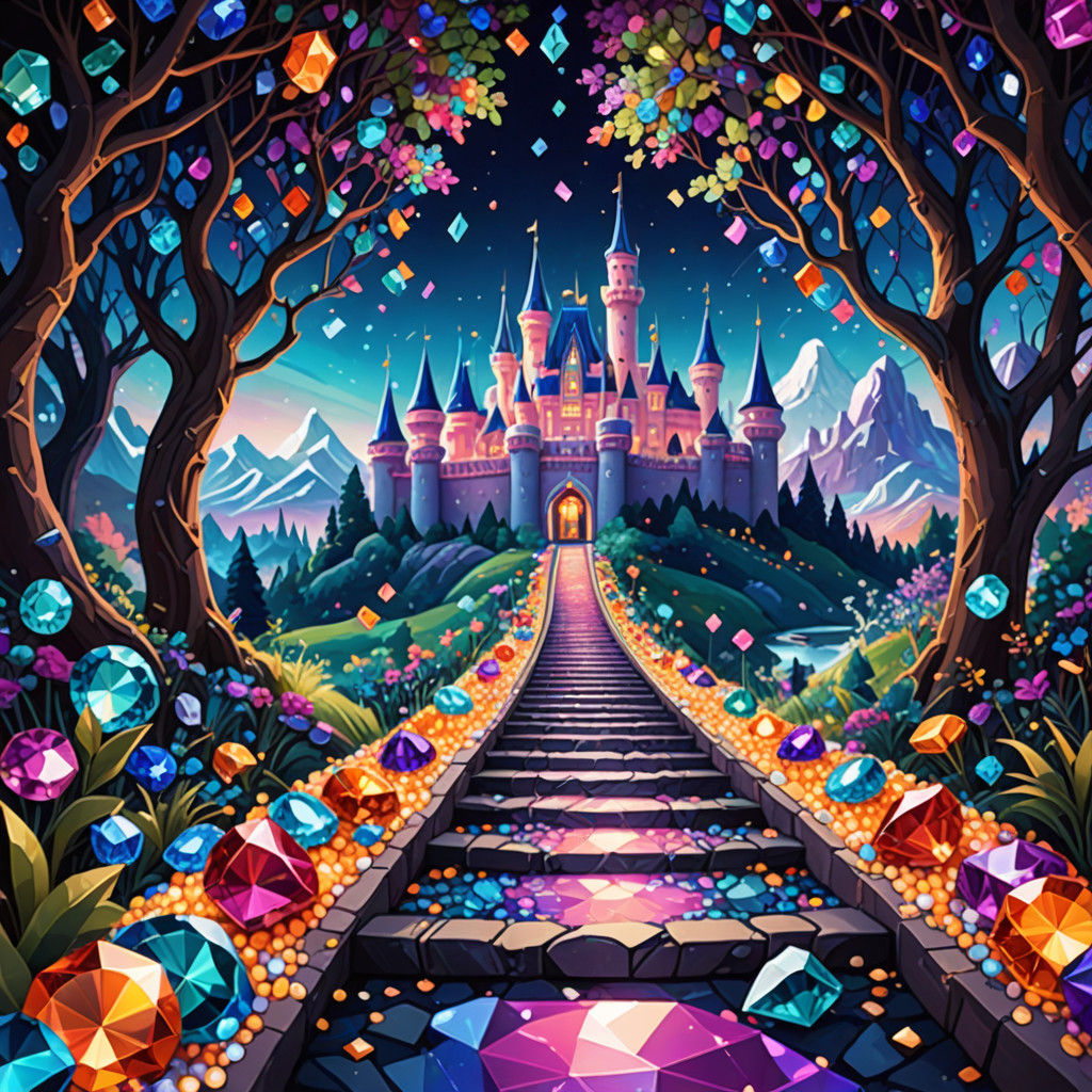 Whimsical Fantasy Palace of Glittering Diamonds