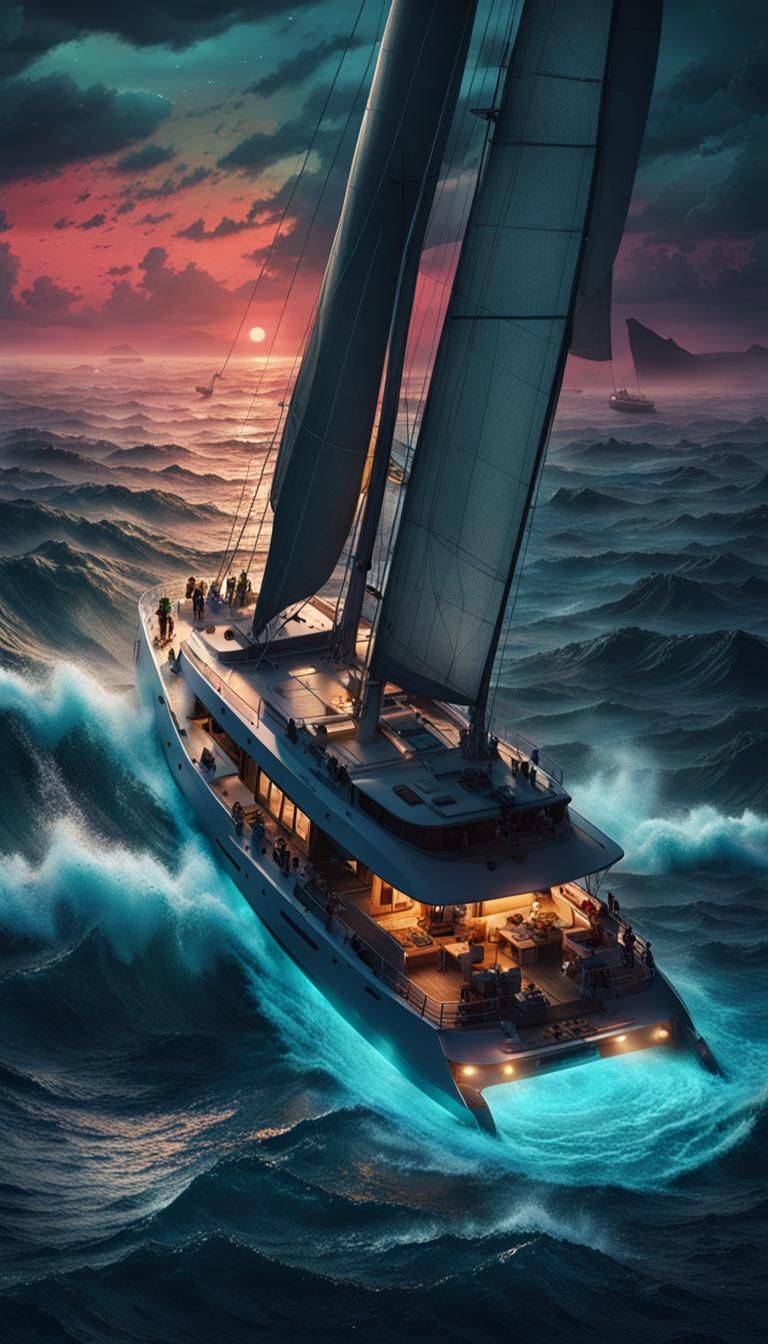 Eerie 80s Catamaran Thriller Movie Poster