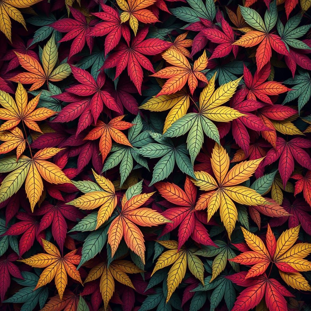 Tessellating Maple Leaf Mosaic in Vibrant Colors