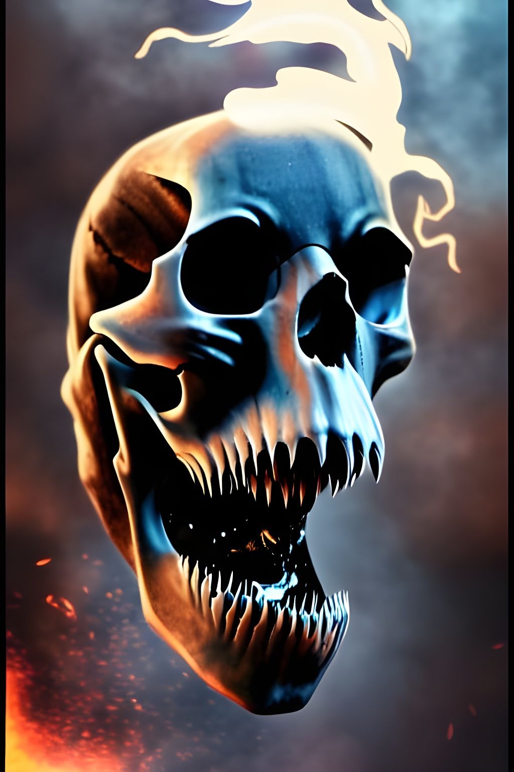 Fiery Demon Skull in Hyperdetailed Cinematic Style