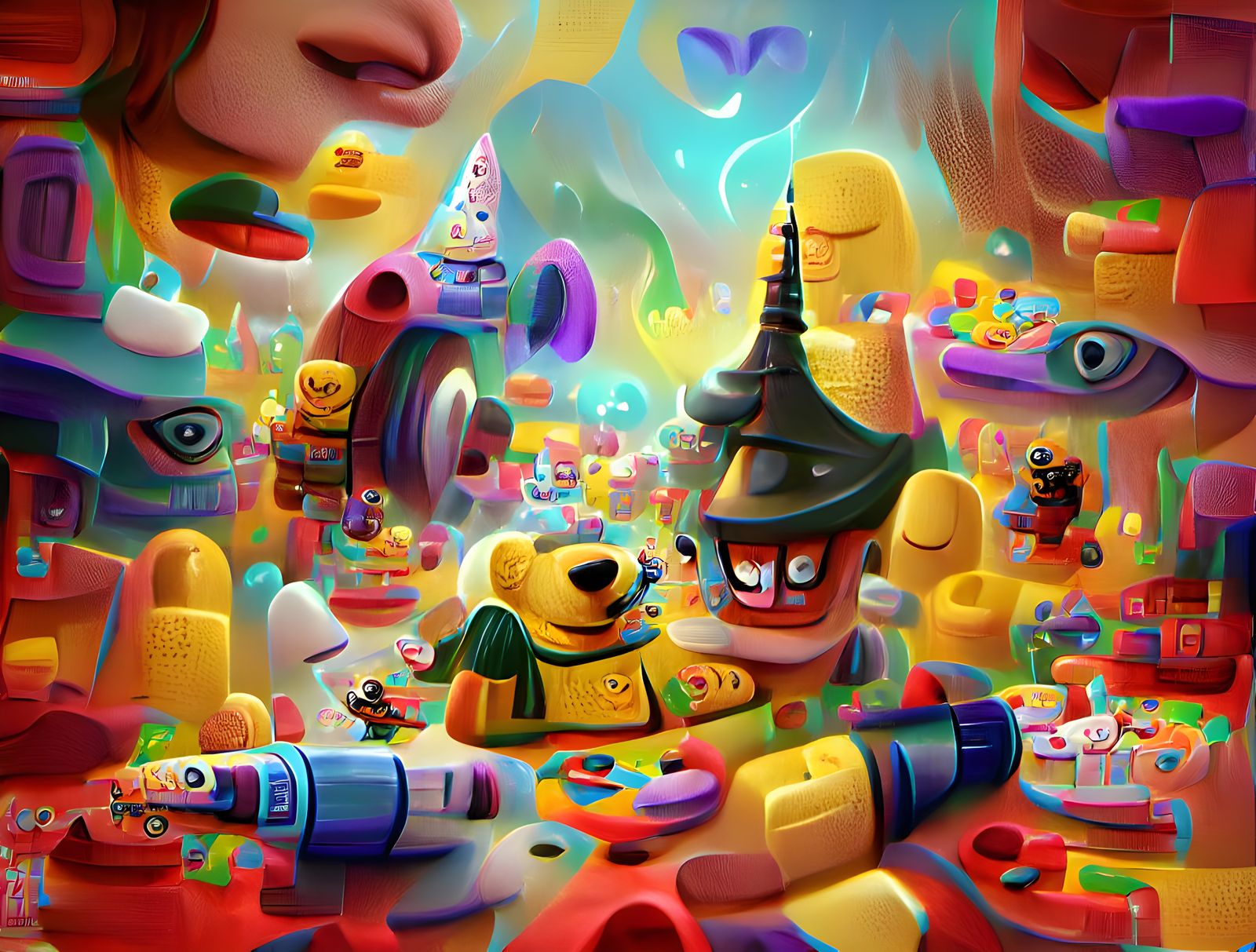 Colorful Toonland: A Psychedelic Lego and Toy World