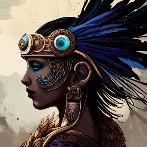 Cybernetic Egyptian Queen in Steampunk Style