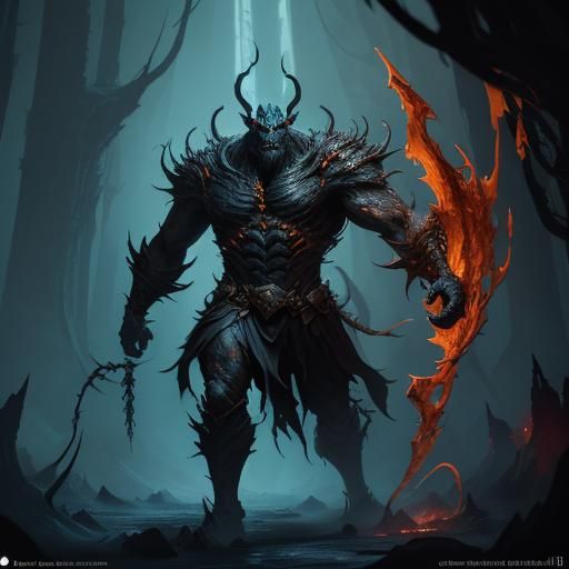 Towering Caramel Demon in Dark Fantasy Style