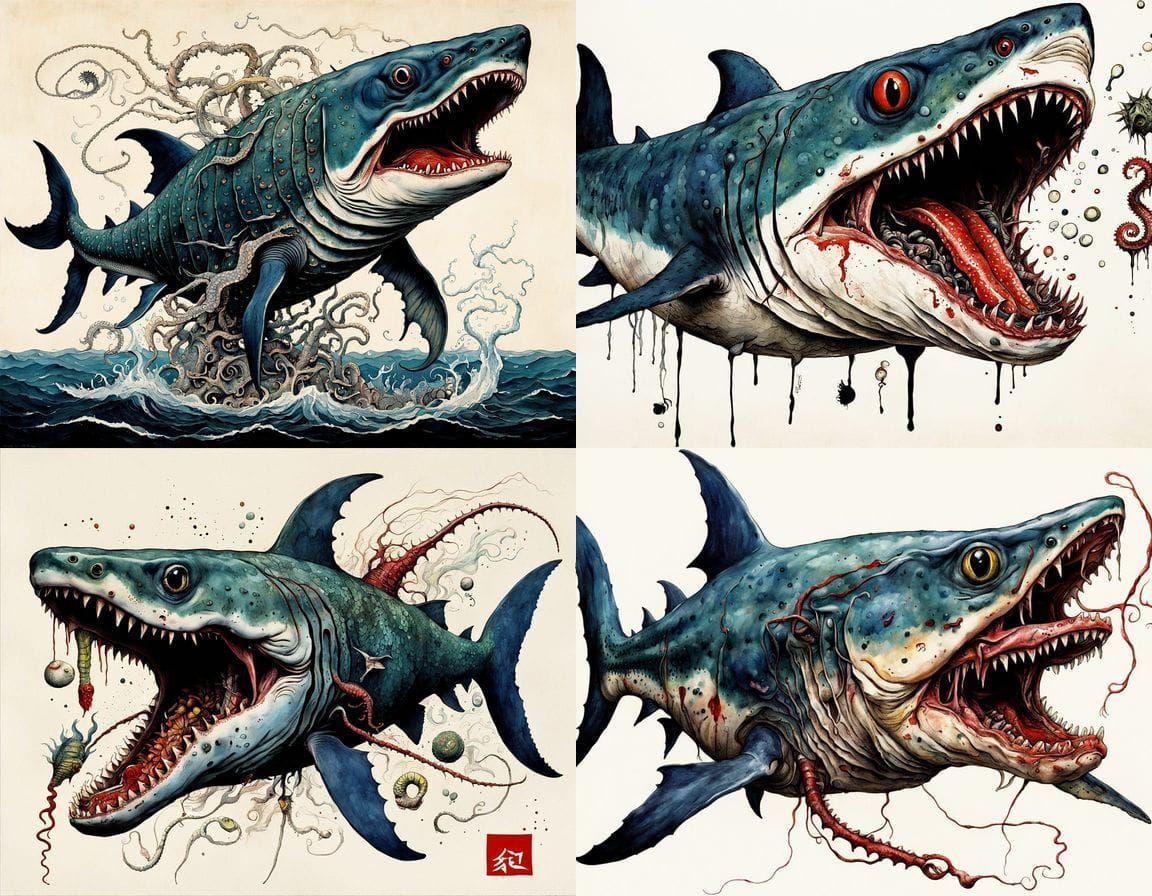 Surreal Mutant Sea Creature Inspired by Japanese Art