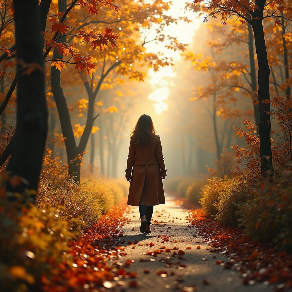 Autumn Forest Walk: Hyperrealistic Concept Art
