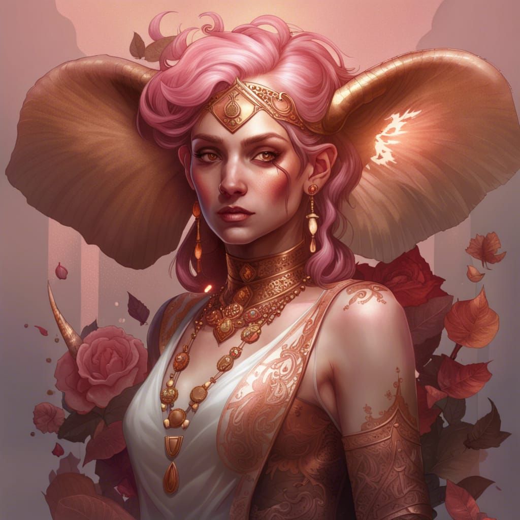 Rose Gold Demonic Eldritch Elephant Portrait
