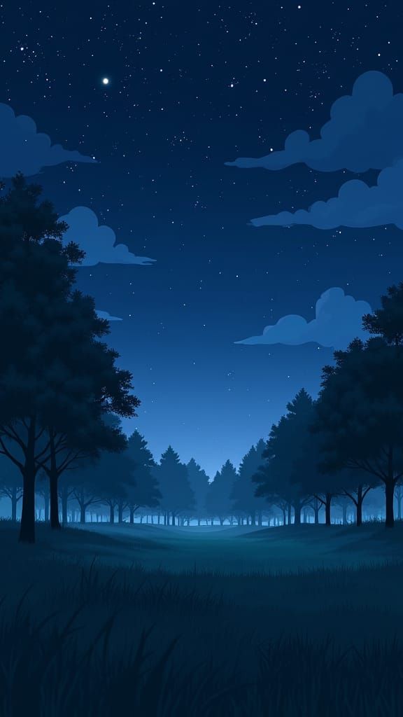 Night Park: Serene Anime-Style Starry Sky