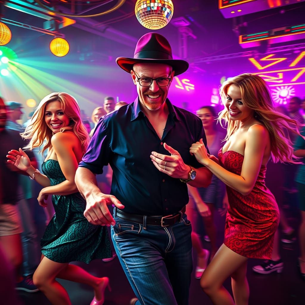 Ethereal Nightclub Scene in Vibrant Neon