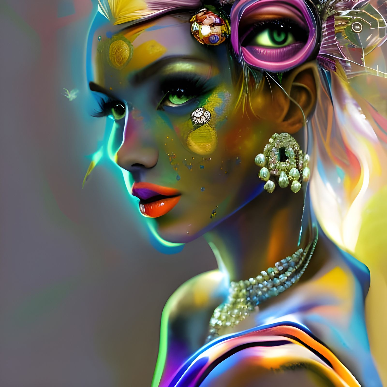 Enchanted Woman Portrait in Sci-Fi Style