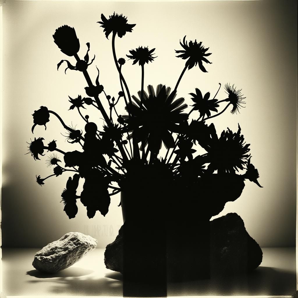 Abstract Photogram in Black and White: Light and Shadow