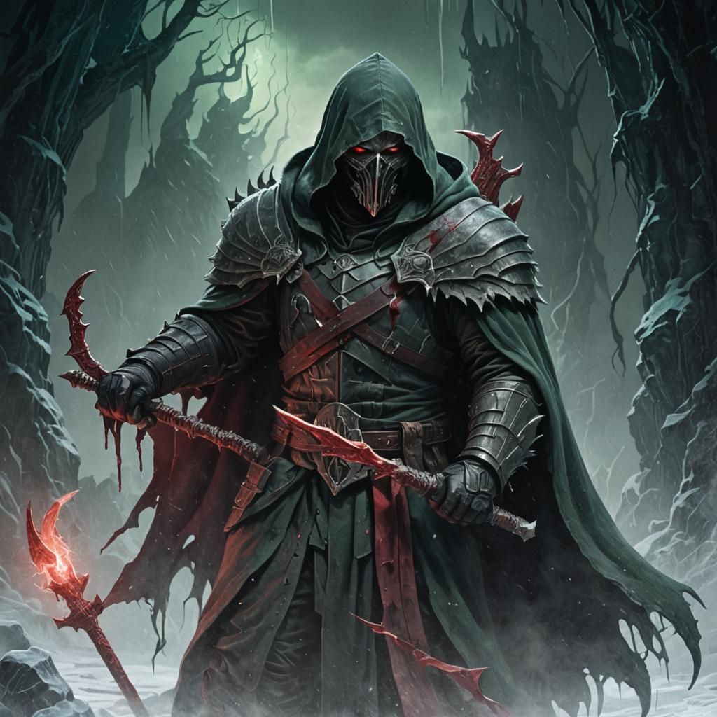 Dark Fantasy Figure Conjuring Ice Wall