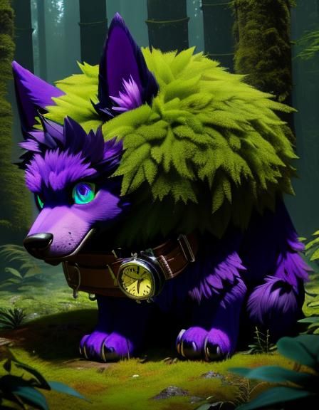 Menacing Clockwork Watchdog in Forest Depths