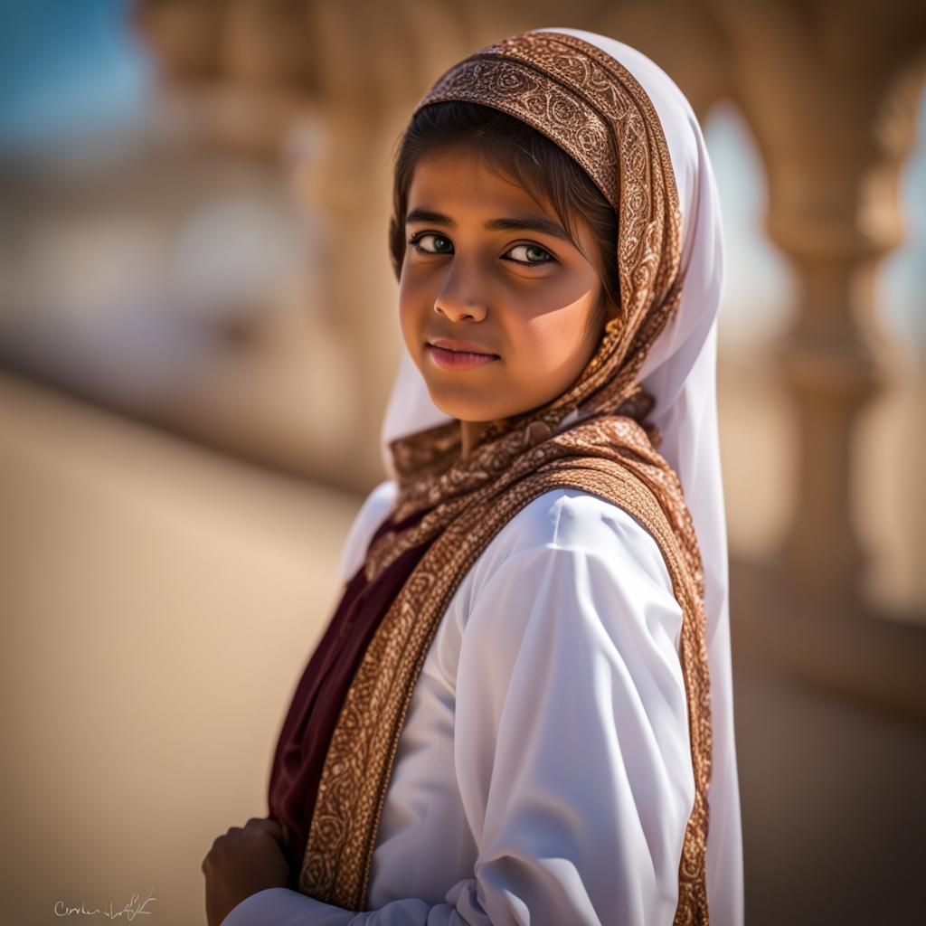 Portrait of Young Omani Girl in Hijab