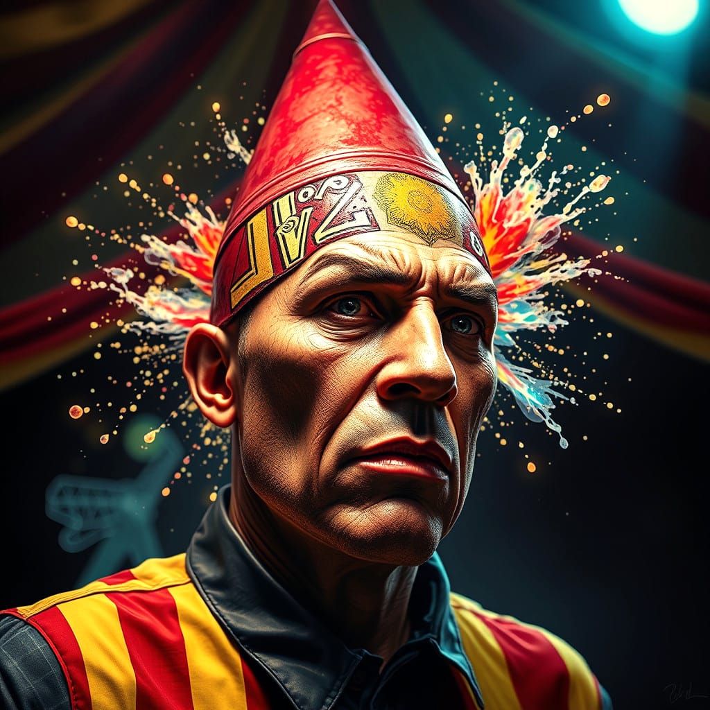 Conehead Human Bullet Circus Act in Splash Art