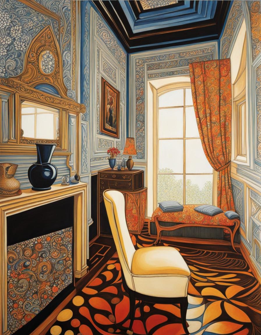 (((Interior design of a room))) , Zentangle Tamara de Lempic...