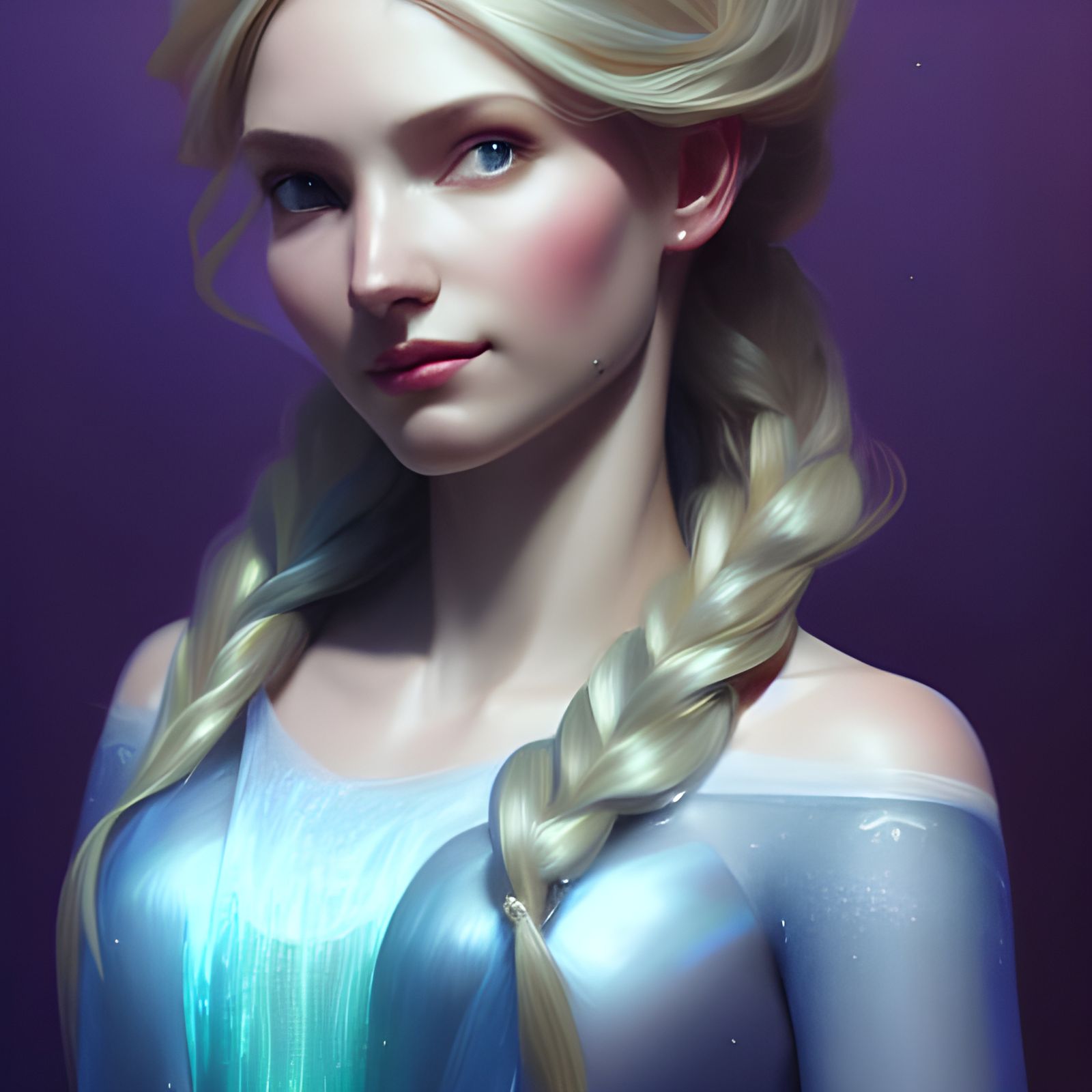 Elsa Portrait in Hyperdetailed Splash Art Style