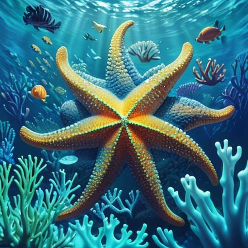 Vibrant Starfish Smiles in Underwater Wonderland