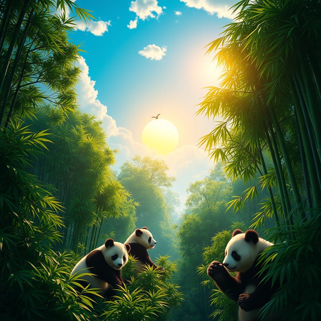 Majestic Pandas Roam a Vibrant Bamboo Forest in Stunning 8k ...