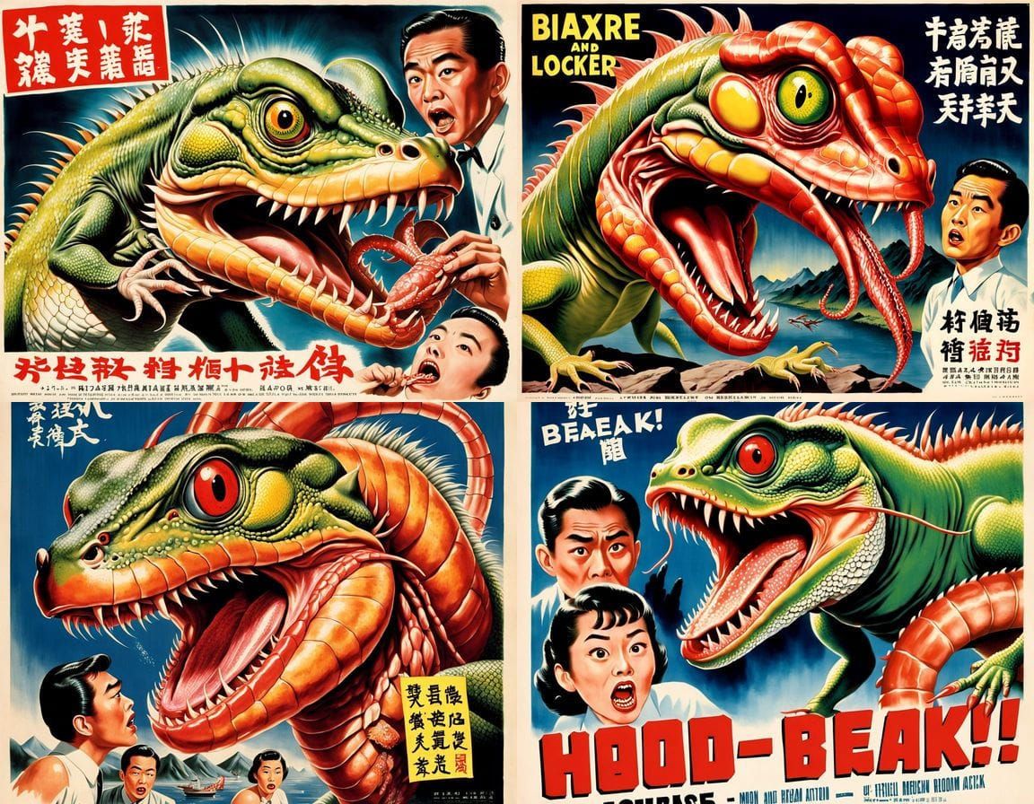 Grotesque Bizarre Hybrid Creature Attacks 1950s Meat Locker