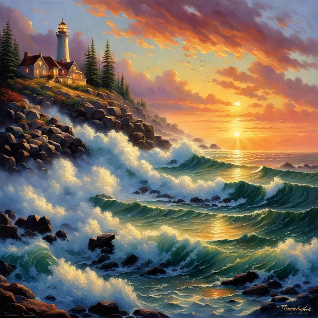 Stunning Ocean Sunset with Rocky Shore