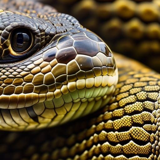 Anaconda Close-Up: Intricate Scales in Golden Hour