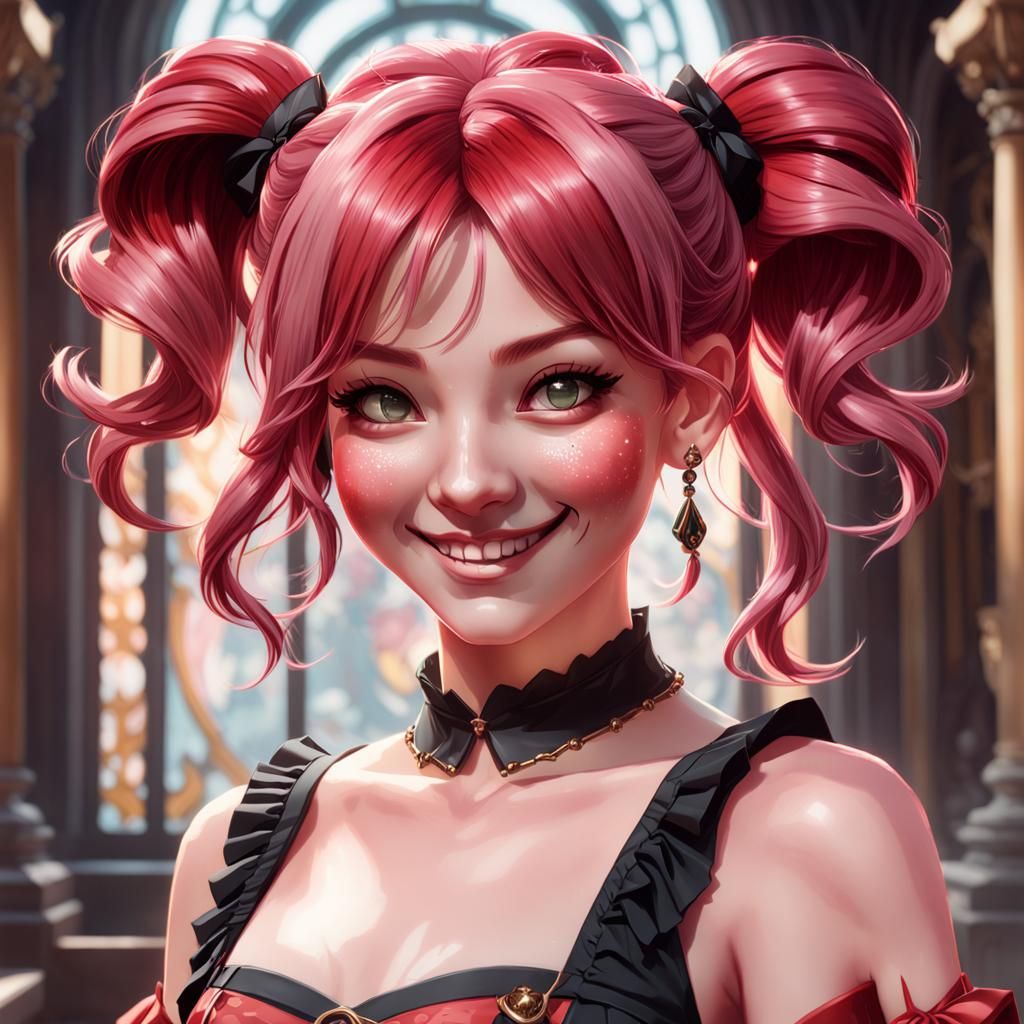 Stunning Pink Hair Princess Portrait in Triadic Colors