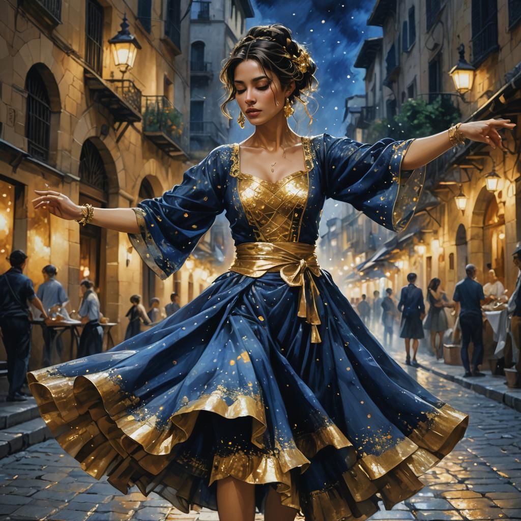 Spanish woman wearing a Gitana outfit