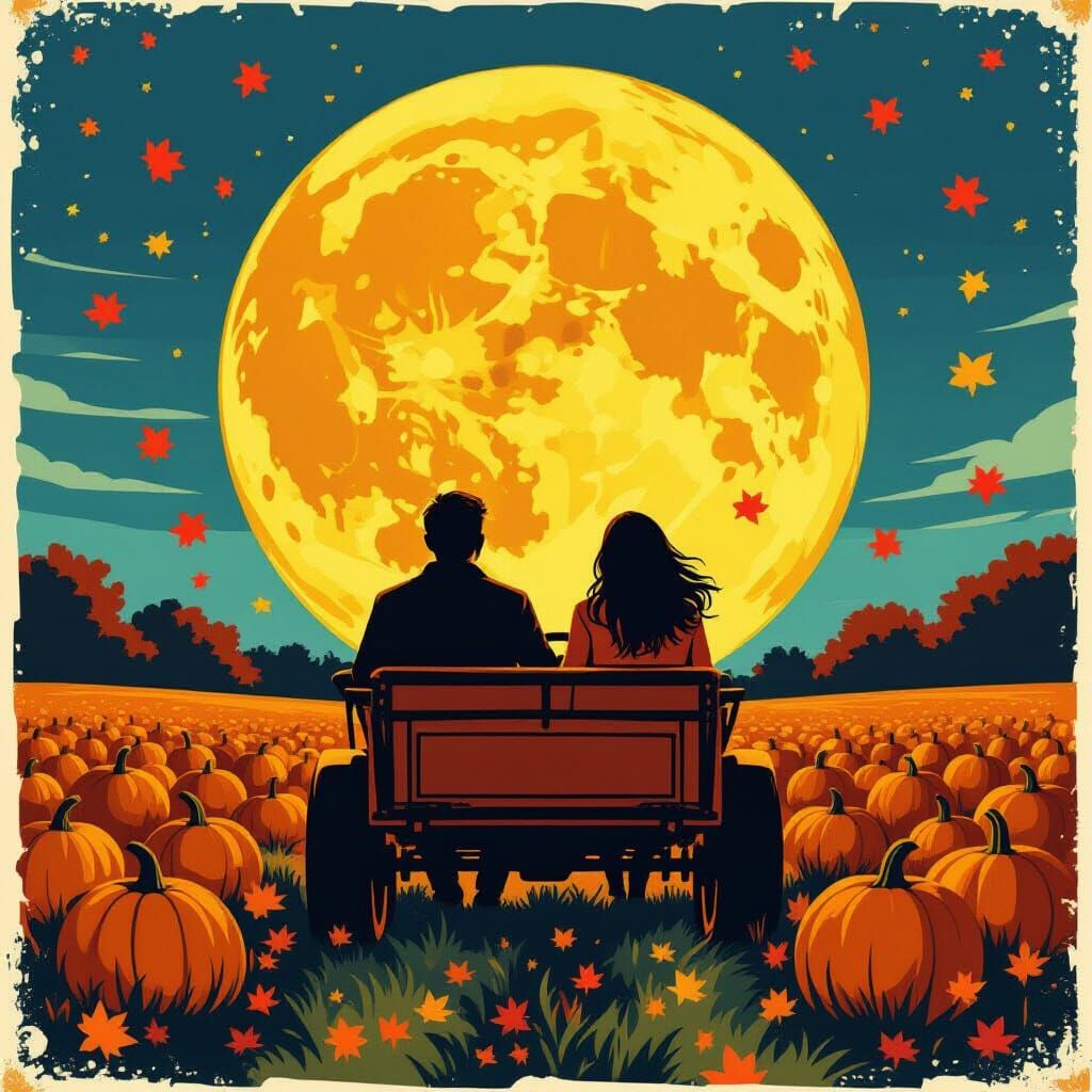 Harvest Moon Hayride: Vintage Travel Poster Style