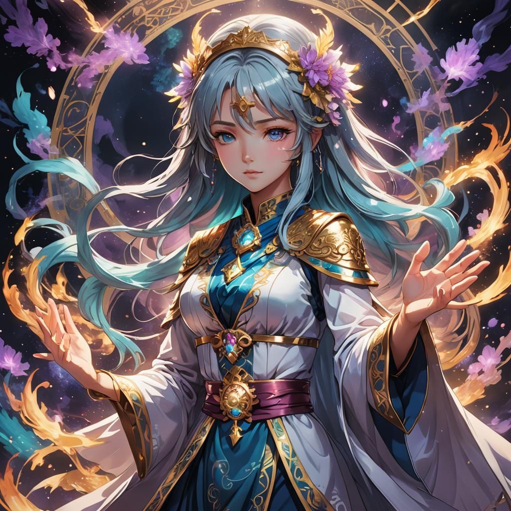 Mystic Maid Portrait in Manga Anime Style