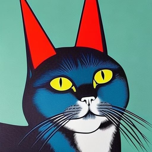 Abstract Unicorn Cat in Complementary Colors