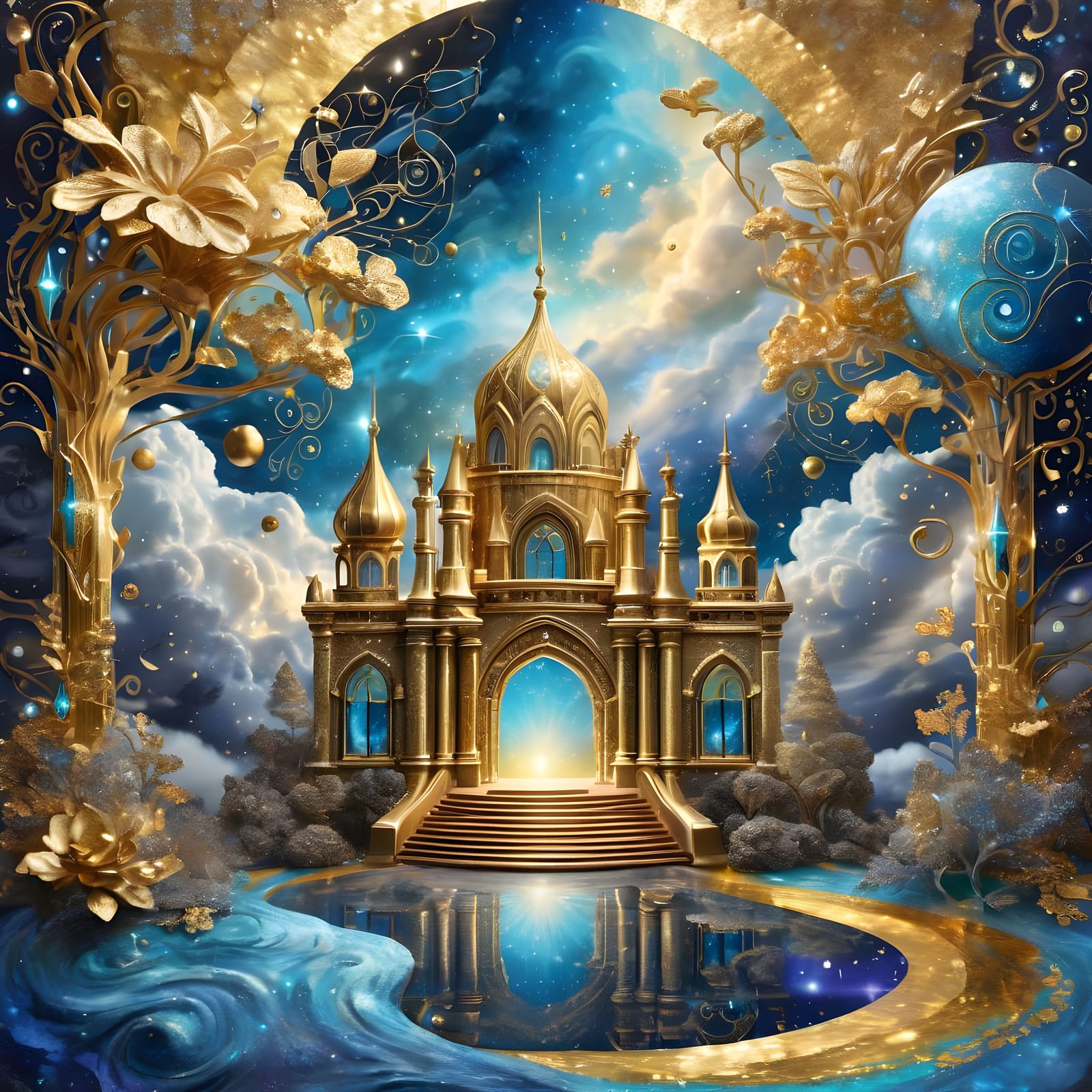 Magical Cloud Forest Spell School with Treasure Vault