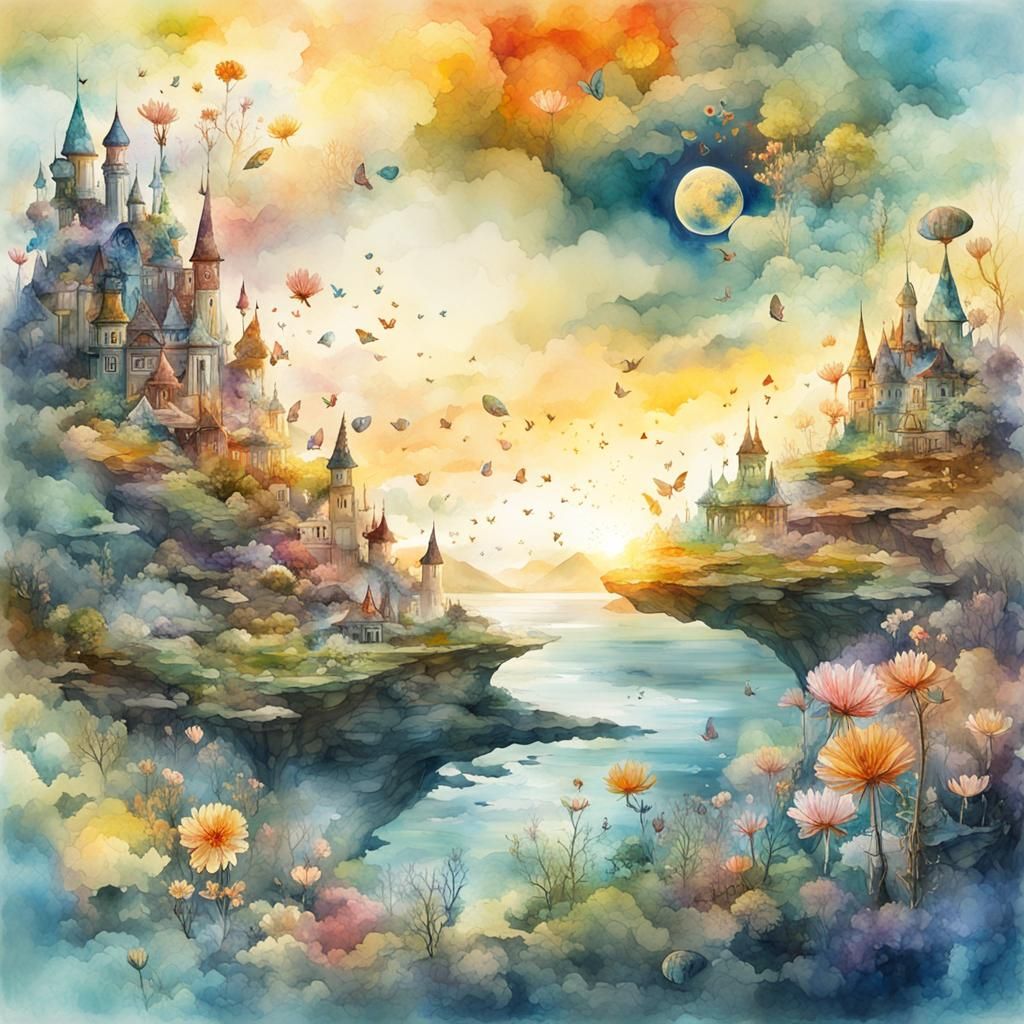 Chaotic Alien Cosmos in Digital Watercolour Style