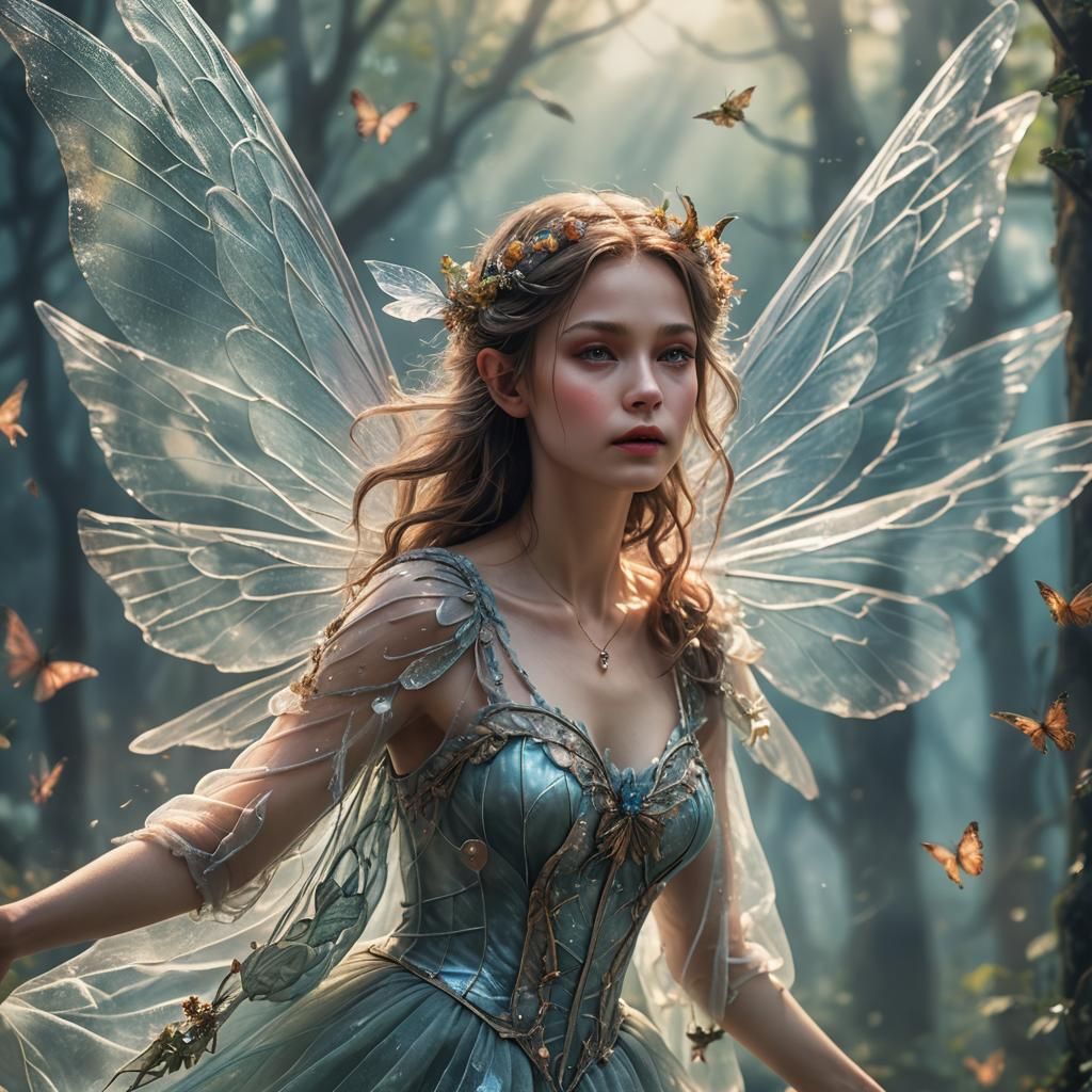 Ethereal Fairy Flight: A Hyper-Realistic Macro Photograph