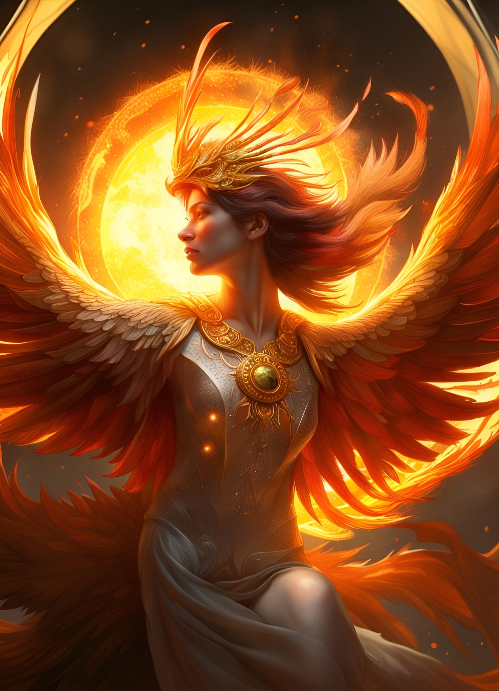Fierce Phoenix Personifying The Sun: Epic Render