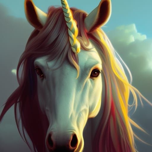 Hyperdetailed Unicorn Portrait in Art Nouveau Style