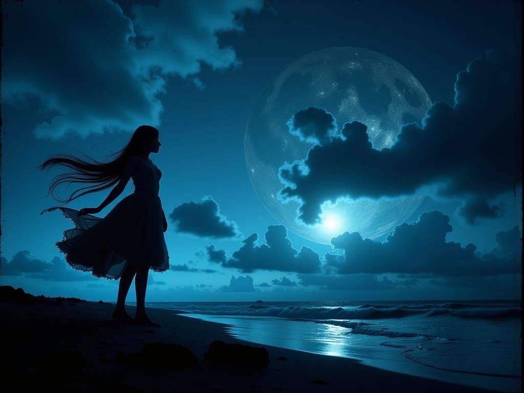 Surreal Blue Dream Scene in Cinematic Film Style