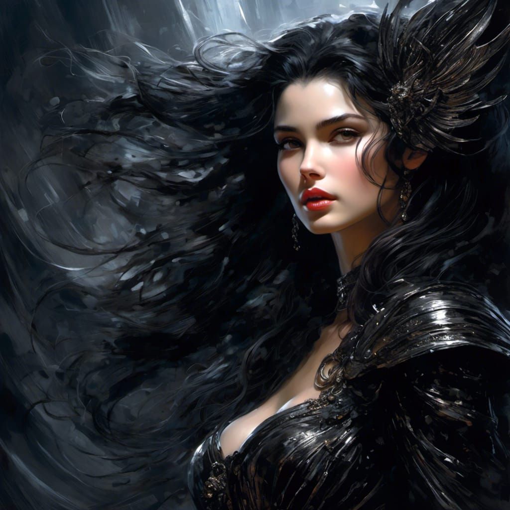 Elegant Dark-Haired Gothic Heroine