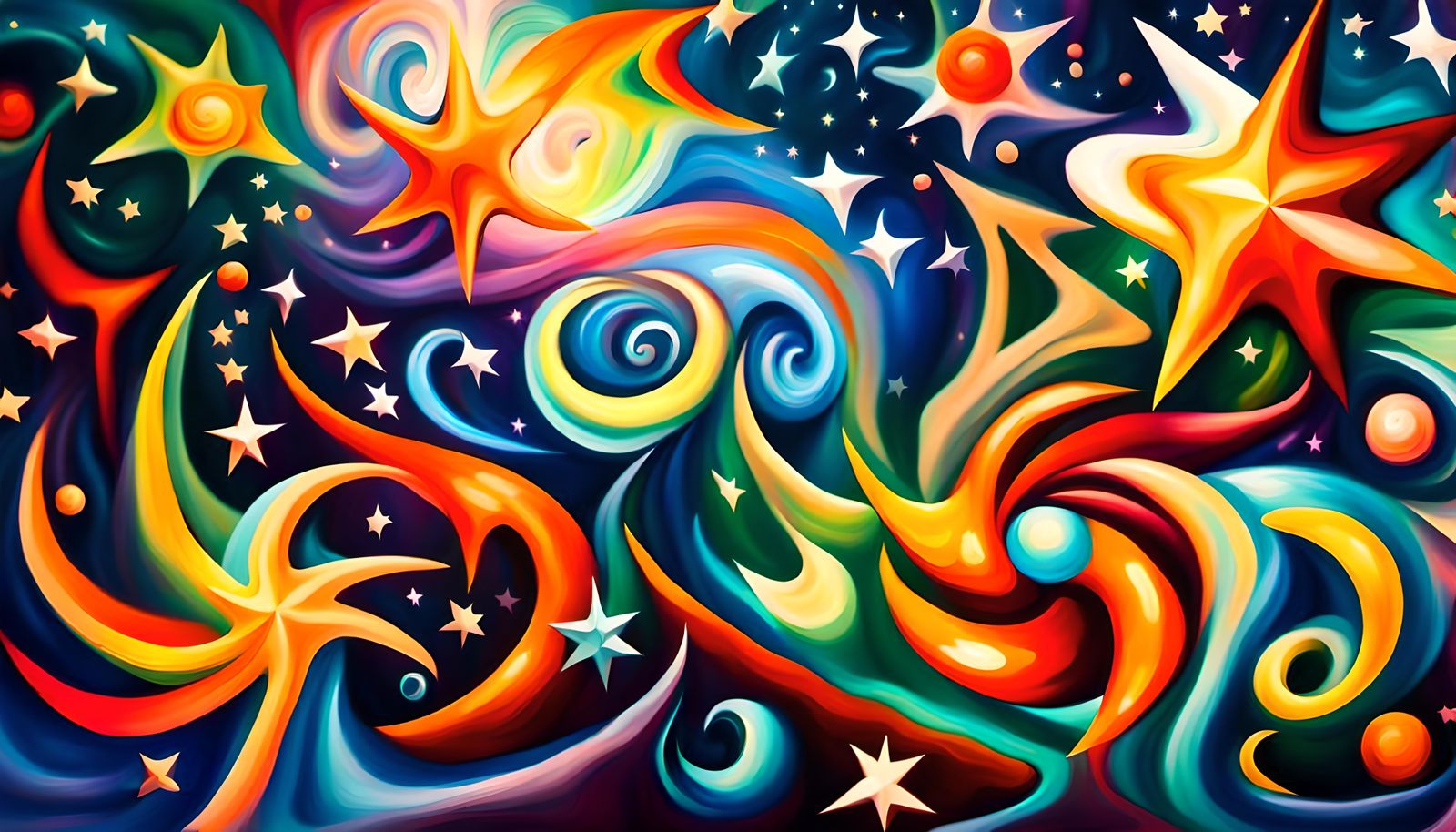 Iridescent Plasma Maelstrom of Newborn Stars in Impasto Styl...