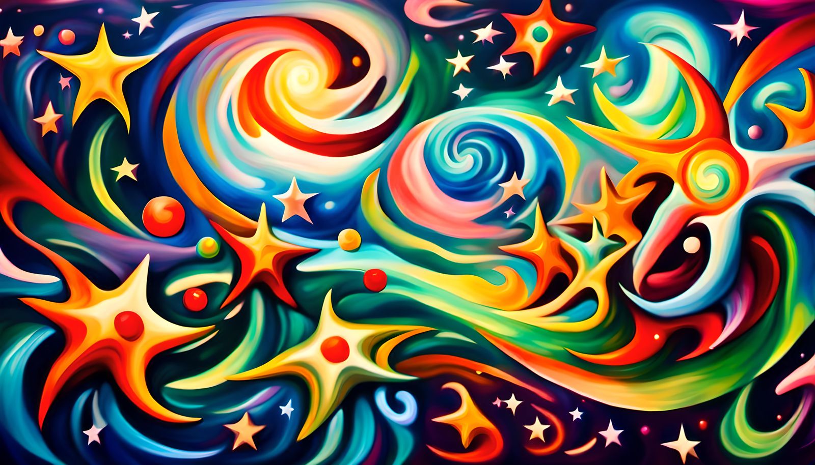 Iridescent Plasma Maelstrom: Newborn Stars in Vivid Impasto