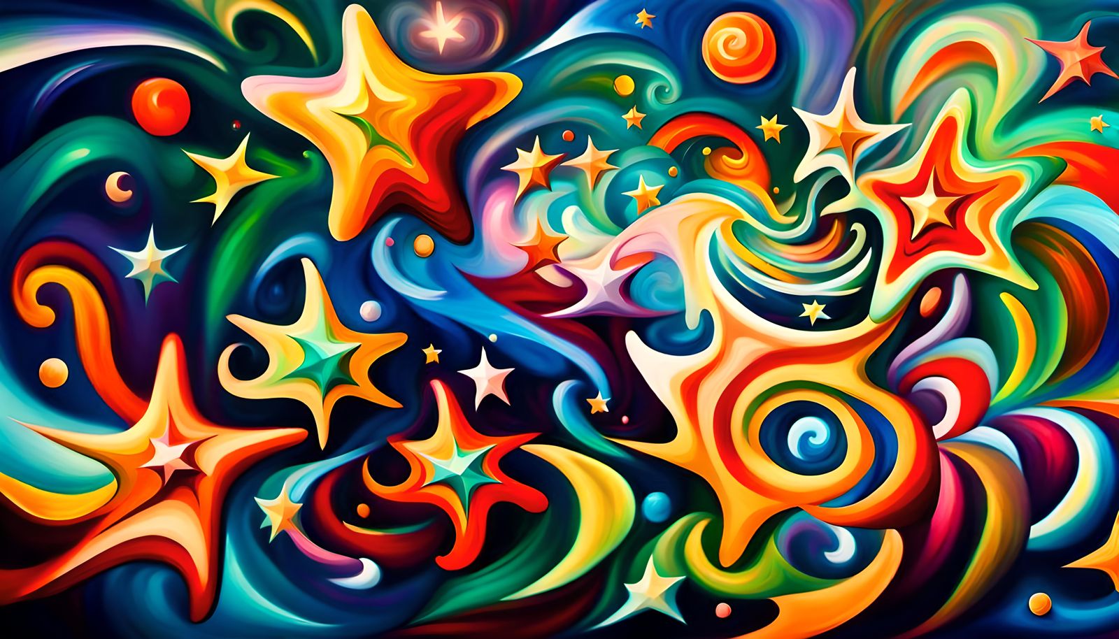 Iridescent Plasma Maelstrom of Newborn Stars in Impasto Styl...