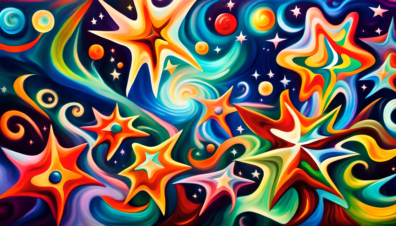 Iridescent Plasma Maelstrom of Newborn Stars in Impasto Styl...