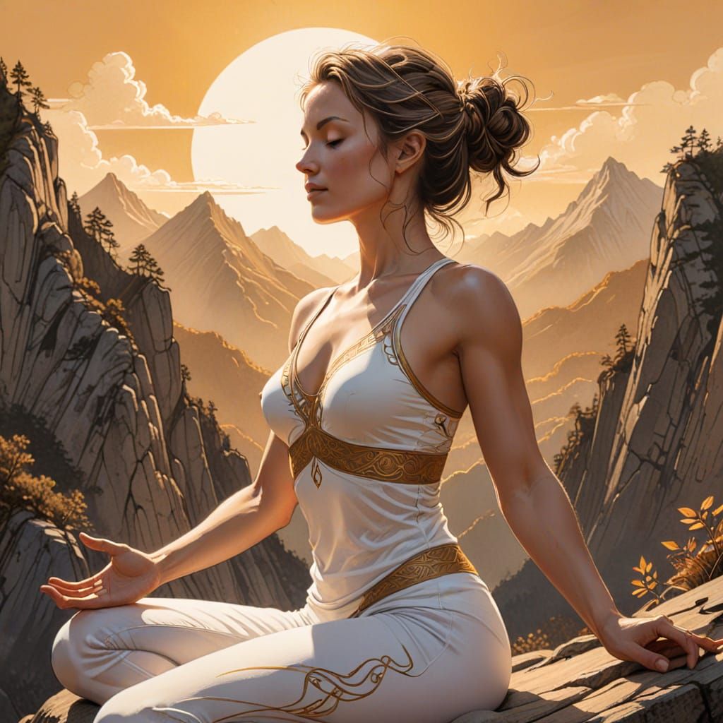 Classical Yoga Scene in Earthy Tones
